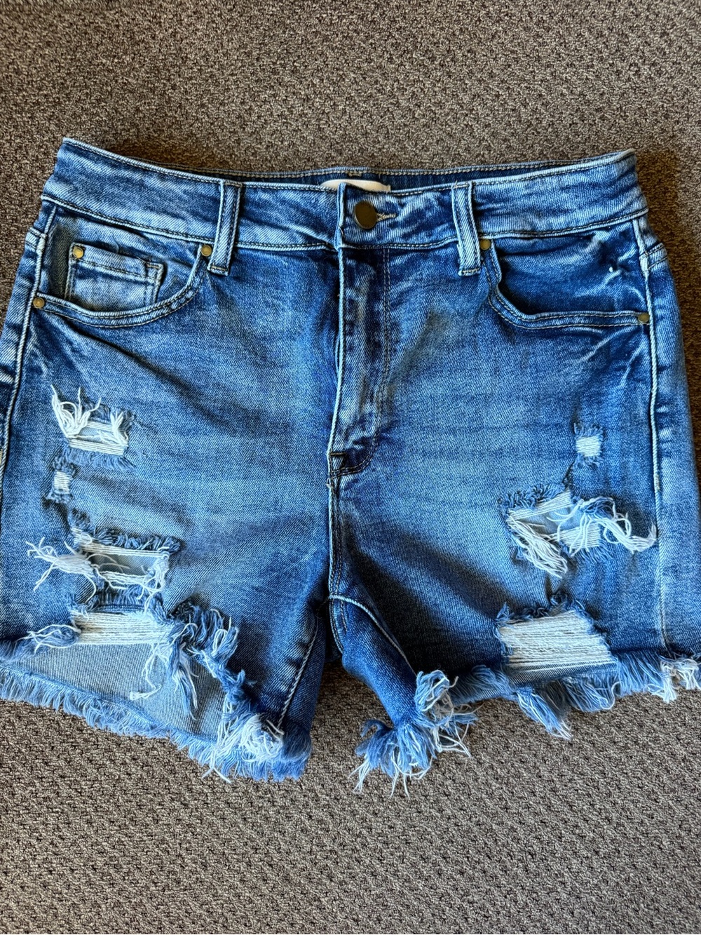 Petra Fashions Distressed Blue Denim Jean Shorts